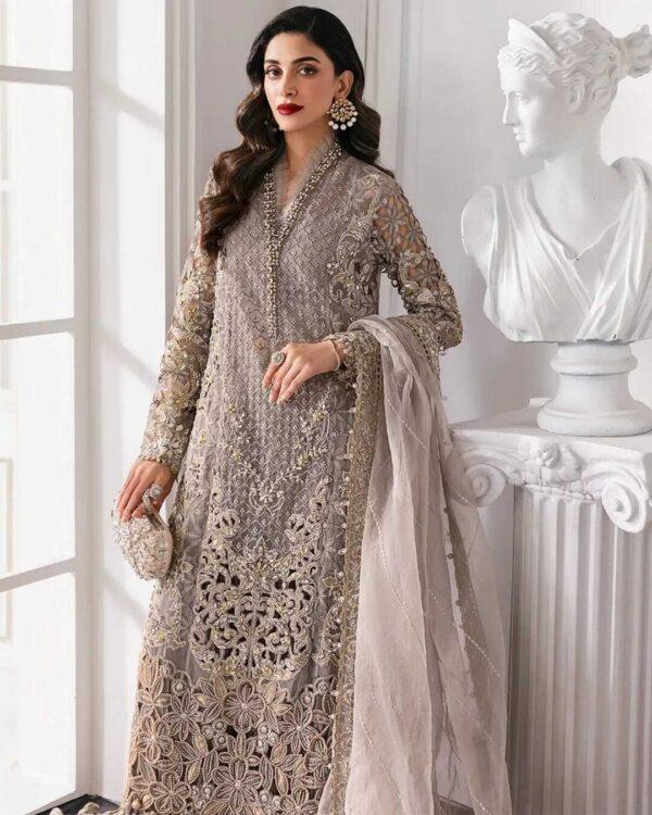 3 Piece Embroidered Organza Suit | BD-3006